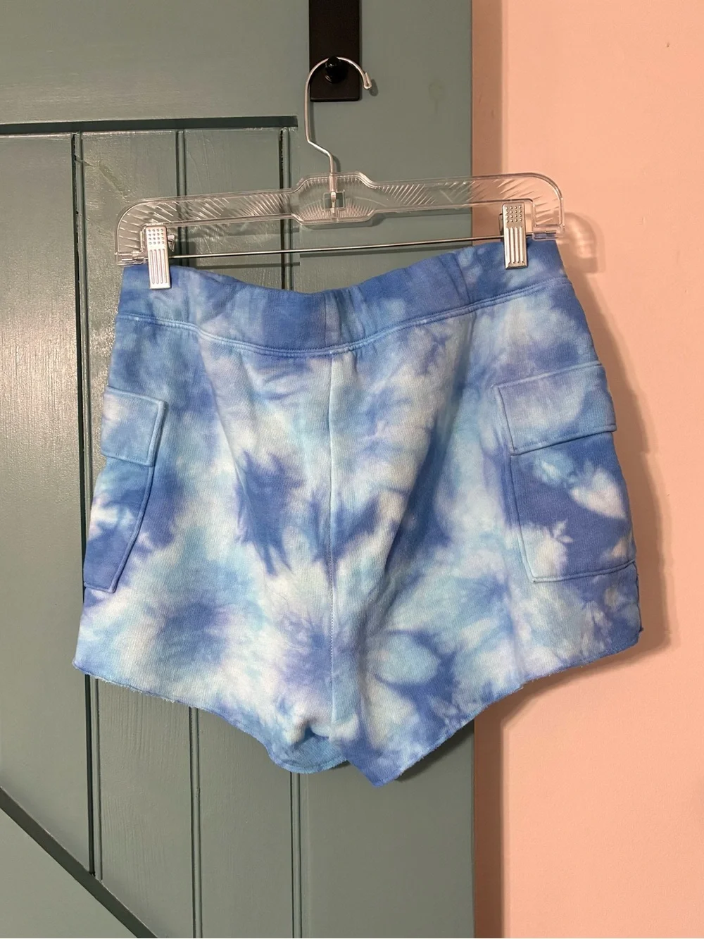 PINK Victoria's Secret Light Blue Tie-Dye Lounge Shorts with Cargo Pockets